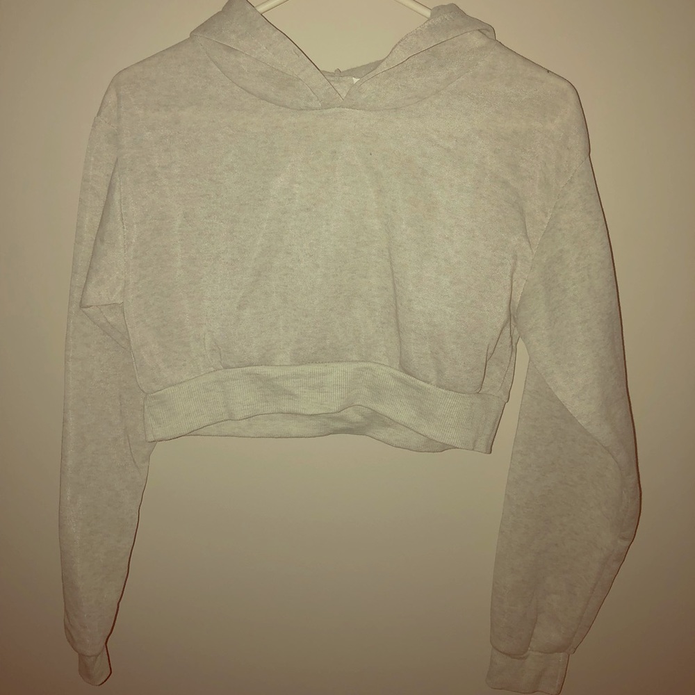 NWOT Light Grey Cropped Hoodie